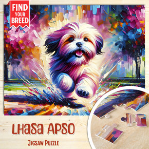 Quebra-cabeça Retrato de Cão Lhasa Apso Impressão de Arte em Acr