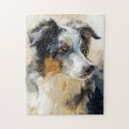 Quebra-cabeça retrato de cão pastor australiano