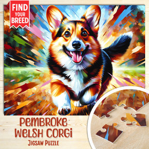 Quebra-cabeça Retrato de Cão Pembroke Welsh Corgi em Arte Acríli