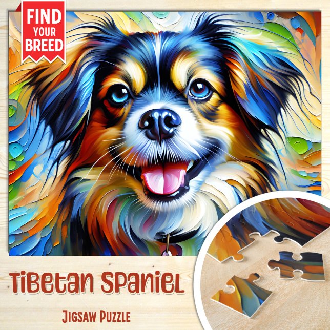 Quebra-cabeça Retrato de Cão Spaniel Tibetano Impressão de Arte  (Criador carregado)