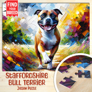 Quebra-cabeça Retrato de Cão Staffordshire Bull Terrier Acrílico