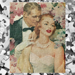Quebra-cabeça Retrato de Casamento Antigo, Noiva e Noivo Retrô