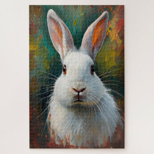 Quebra-cabeça Retrato de Coelho Artístico - Pintura a Óleo Vibra