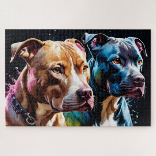 Quebra-cabeça Retrato de dois pit Bulls