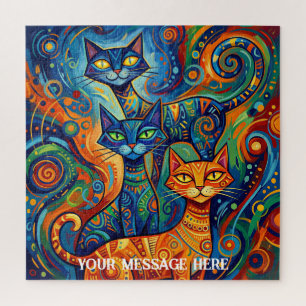 Quebra-cabeça Retrato de família de gato abstrato