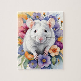 Quebra-cabeça Retrato de Família de Rato Branco como Animal de E