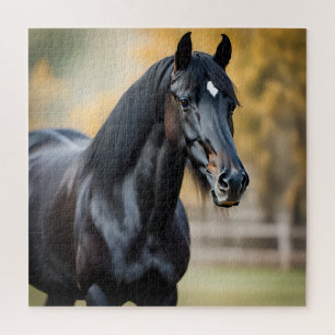 Quebra-cabeça Retrato de Fecho de um Cavalo Negro