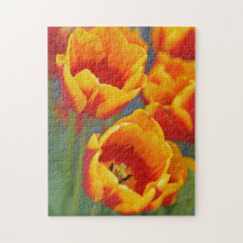 Quebra-cabeça Retrato de Flor de Tulipa Amarela e Vermelha Elega