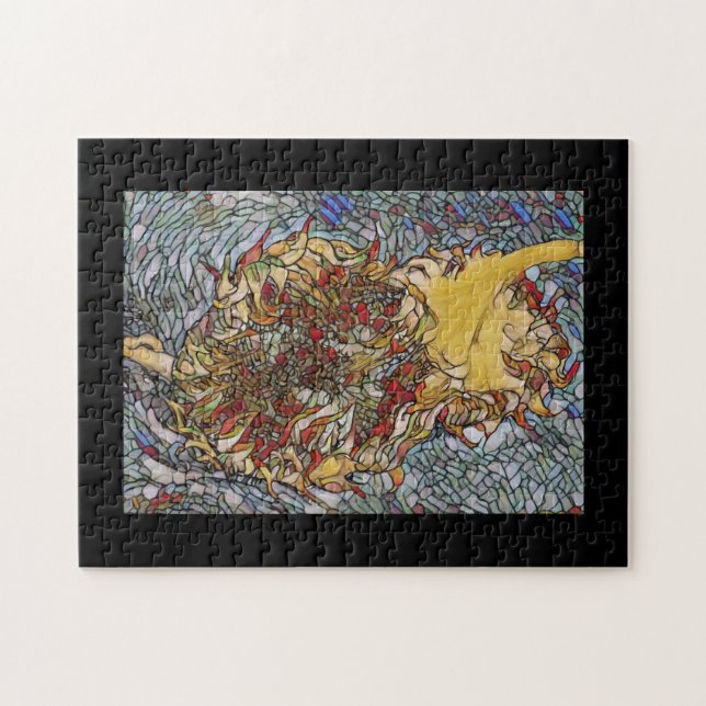 Quebra-cabeça Retrato de flor de vidro retido (Horizontal)