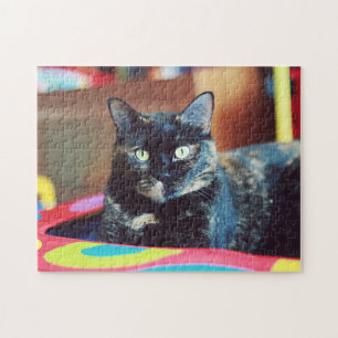 Quebra-cabeça Retrato de gatinho de gato tartaruga fofo