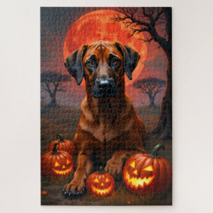 Quebra-cabeça Retrato de Halloween da Lua de Sangue do Ridgeback