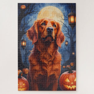 Quebra-cabeça Retrato de Halloween Gótico Setter Vermelho Irland