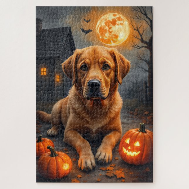 Quebra-cabeça Retrato de Labrador Retriever no Halloween Aconche (Vertical)