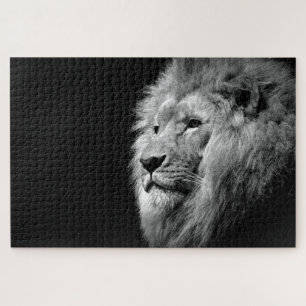 Quebra-cabeça Retrato de Leão Branco Negro - Fotografia Animal