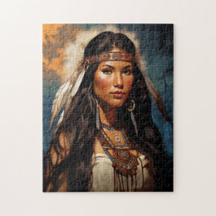 Quebra-cabeça Retrato de Mulher Indígena Americana