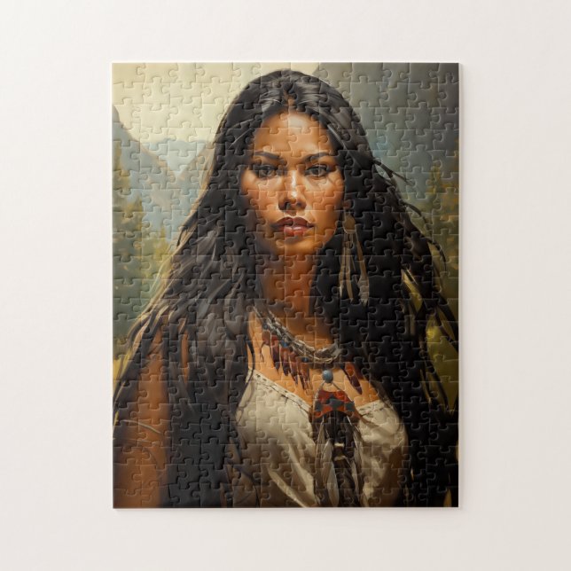 Quebra-cabeça Retrato de Mulher Indígena Americana (Vertical)