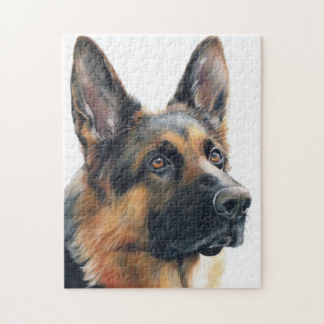 Quebra-cabeça Retrato de pastor alemão em aquarela (Vertical)