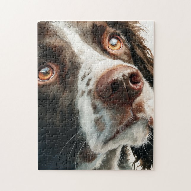Quebra-cabeça retrato de springer spaniel marrom (Vertical)