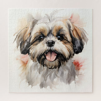 Quebra-cabeça Retrato de Tinta Feliz Shih-tzu Puppy