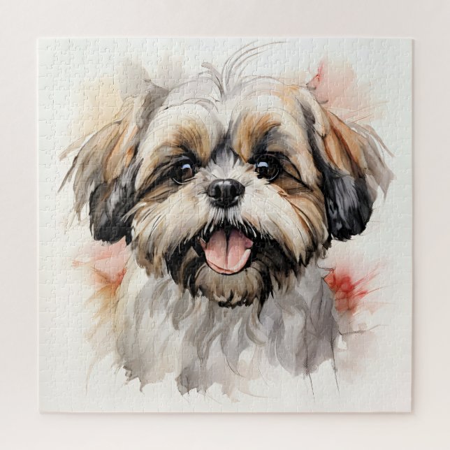 Quebra-cabeça Retrato de Tinta Feliz Shih-tzu Puppy (Vertical)