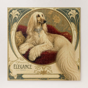 Quebra-cabeça Retrato de um Cão Afegão Art Nouveau