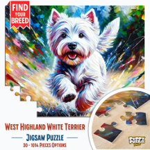 Retrato de um cão West Highland White Terrier "Wes