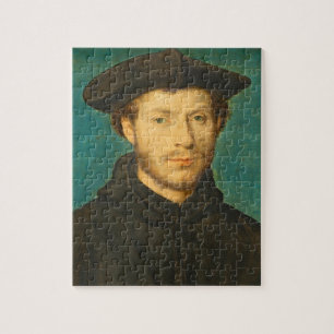 Quebra-cabeça Retrato de um homem, C. 1536 - 40 (óleo na noz)
