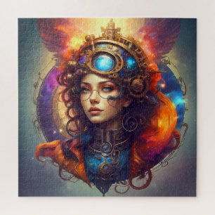 Quebra-cabeça Retrato de uma Garota com Suspensão a Steampunk