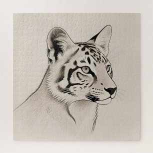 Quebra-cabeça Retrato Detalhado de Lince em Arte Linear