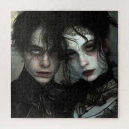 Quebra-cabeça Retrato do Casal Gótico Jovem