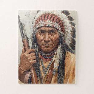 Quebra-cabeça Retrato do Chefe Indígena Geronimo Guerreiro