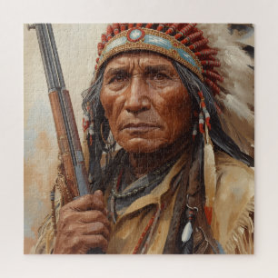 Quebra-cabeça Retrato do Chefe Indígena Geronimo Guerreiro