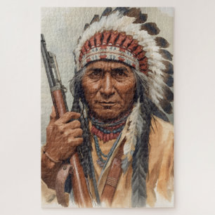 Quebra-cabeça Retrato do Chefe Indígena Geronimo Guerreiro