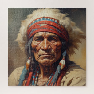 Quebra-cabeça Retrato do guerreiro-chefe indiano Geronimo