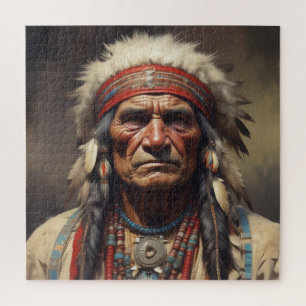 Quebra-cabeça Retrato do guerreiro-chefe indiano Geronimo