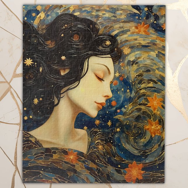 Quebra-cabeça Retrato elegante Starry Night Art Nouveau (Criador carregado)