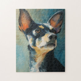 Quebra-cabeça Retrato em aquarela de chihuahua preto e marrom
