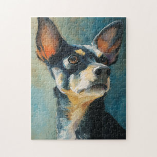 Quebra-cabeça Retrato em aquarela de chihuahua preto e marrom