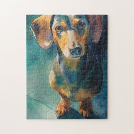 Quebra-cabeça retrato em aquarela de Dachshund