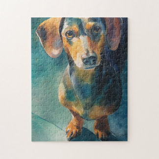 Quebra-cabeça retrato em aquarela de Dachshund