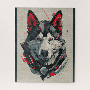 Quebra-cabeça Retrato futurista do cachorro americano Akita