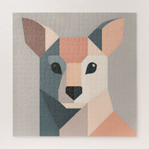 Quebra-cabeça Retrato Geométrico de Canguru Minimalista