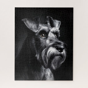 Quebra-cabeça Retrato Monocromático de Schnauzer