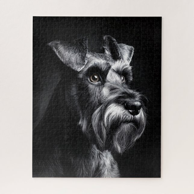 Quebra-cabeça Retrato Monocromático de Schnauzer (Vertical)