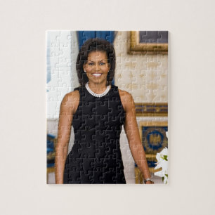 Quebra-cabeça Retrato Oficial da Primeira Dama Michelle Obama