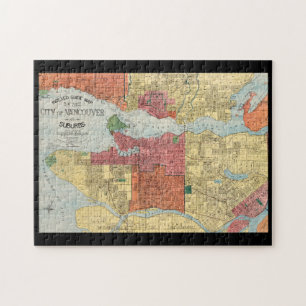 Quebra-cabeça Retro 1914 Map City of Vancouver British Columbia