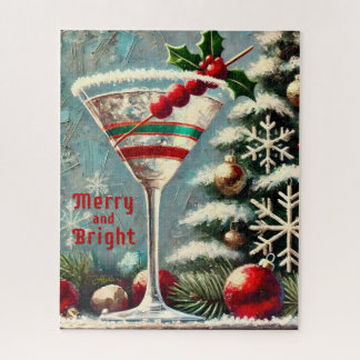 Quebra-cabeça Retro 50 Cranberry Snowflake de Natal Martini