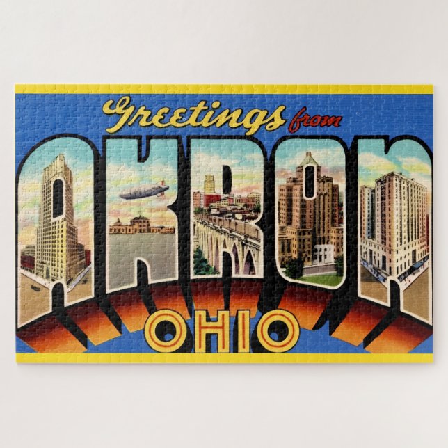 Quebra-cabeça Retro Akron Ohio 20x30  (Horizontal)