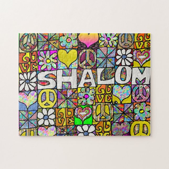Quebra-cabeça Retro anos 60 Psicodélico Shalom AMOR (Horizontal)