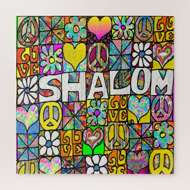 Quebra-cabeça Retro anos 60 Psicodélico Shalom AMOR (Vertical)